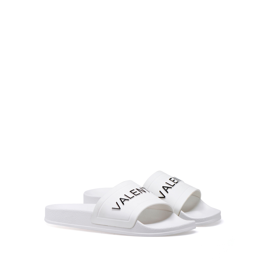 Original Valentino Shoes White Rubber Black Logo V