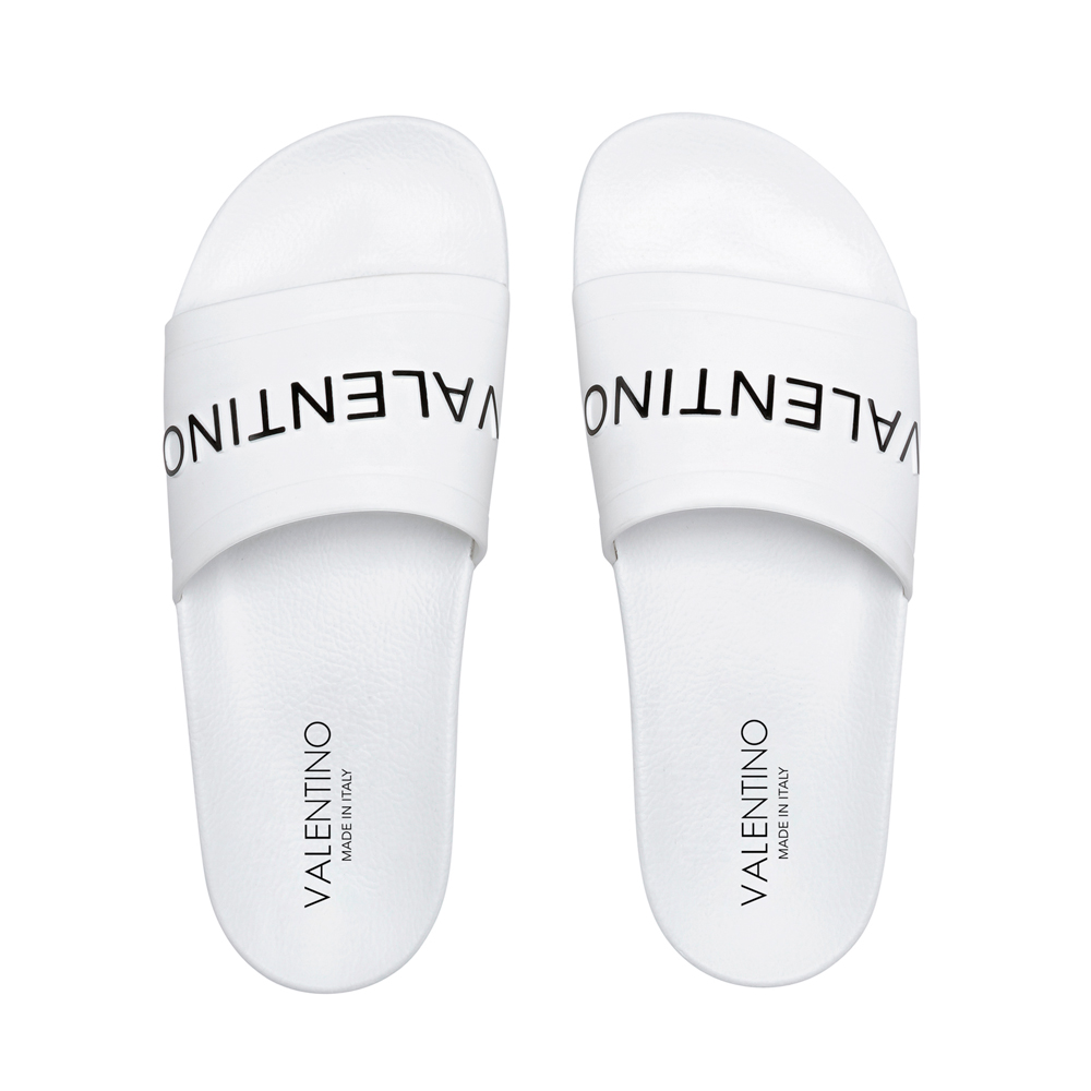 Original Valentino Shoes White Rubber Black Logo V