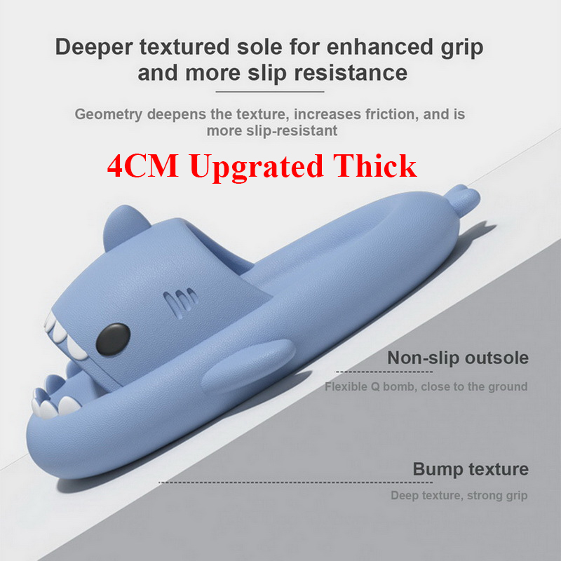 4CM Soft Man Women Shark Slippers Summer Beach Sli