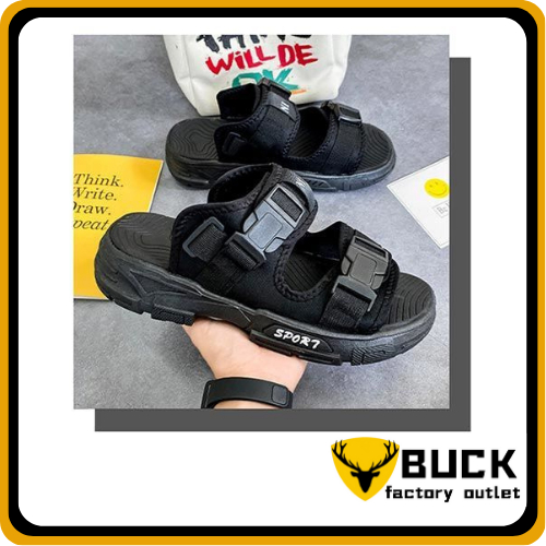 EADY STOCK NEWMen's thick sandals beach shoes double -layer soles breathable style（Size39-45）Blcak/W