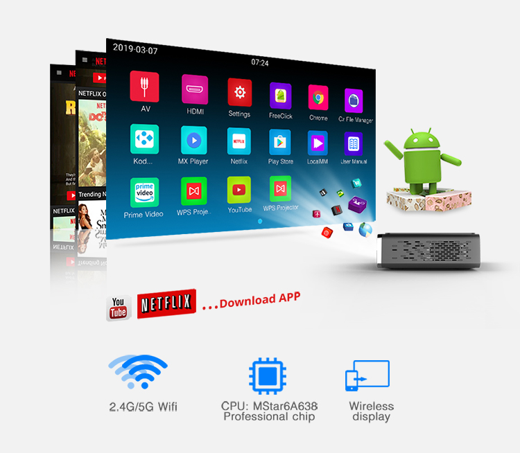 Factory Dirt BYINTEK R15 3D 4K Mini  Projector Smart Android DLP Proyector Wifi Portable Mobile Beam