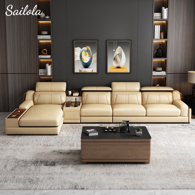 Popular Practical Sofa Storage Grey Sofa New Style U Shape Sofa Living Room Furniture