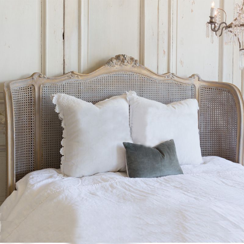 French bedroom classic wood antique king-size carved rattan bed custom furniture