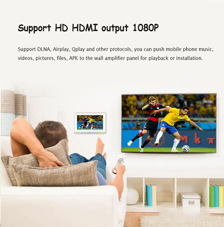 Smart Home 7 Inch Touch Screen Background Music System 8*25W In Wall Amplifier With USB/SD card/Fm/R