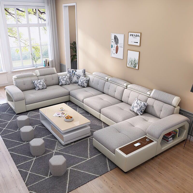 Modern leather sectional sofa,living room furniture sofa set modern design couch luxury u shape sofa