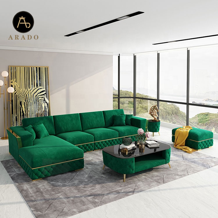 Latest home furniture living room sofas leather luxury smart sofa  l shape sofa set