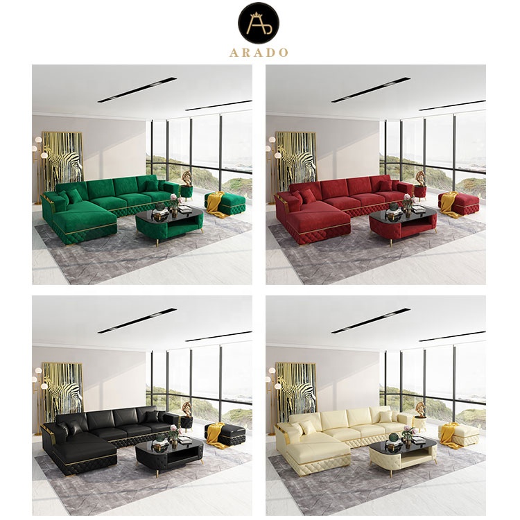 Latest home furniture living room sofas leather luxury smart sofa  l shape sofa set