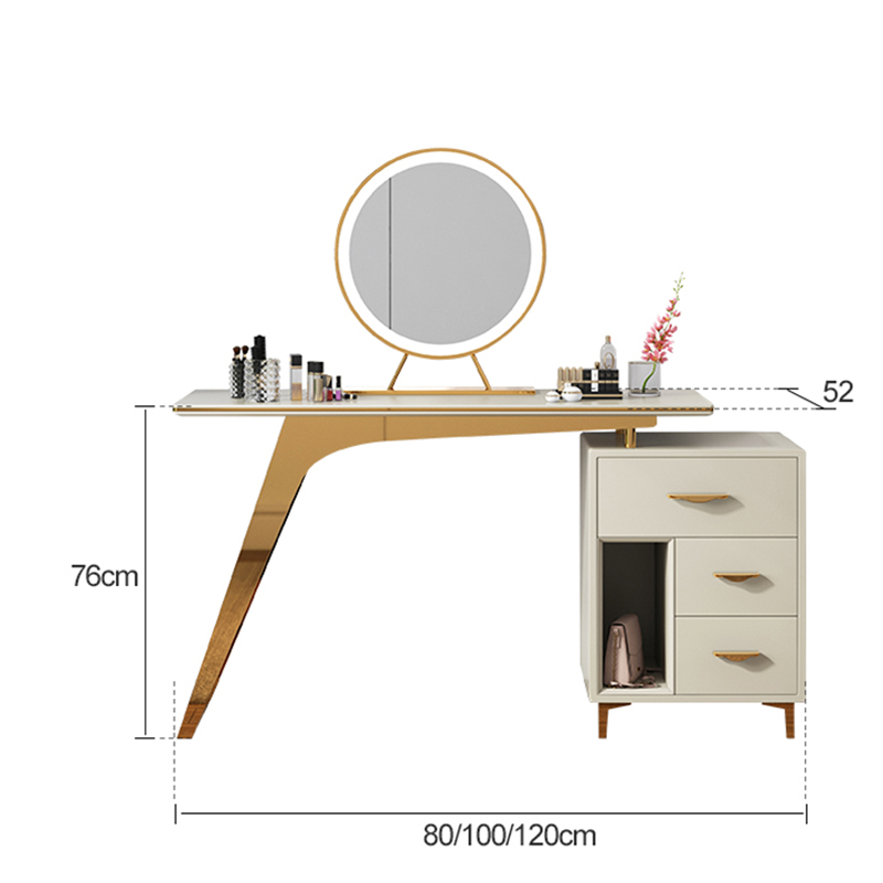 2021 factory Modern art luxurious bedroom white mirrored dresser with mirror led lights set vanity d