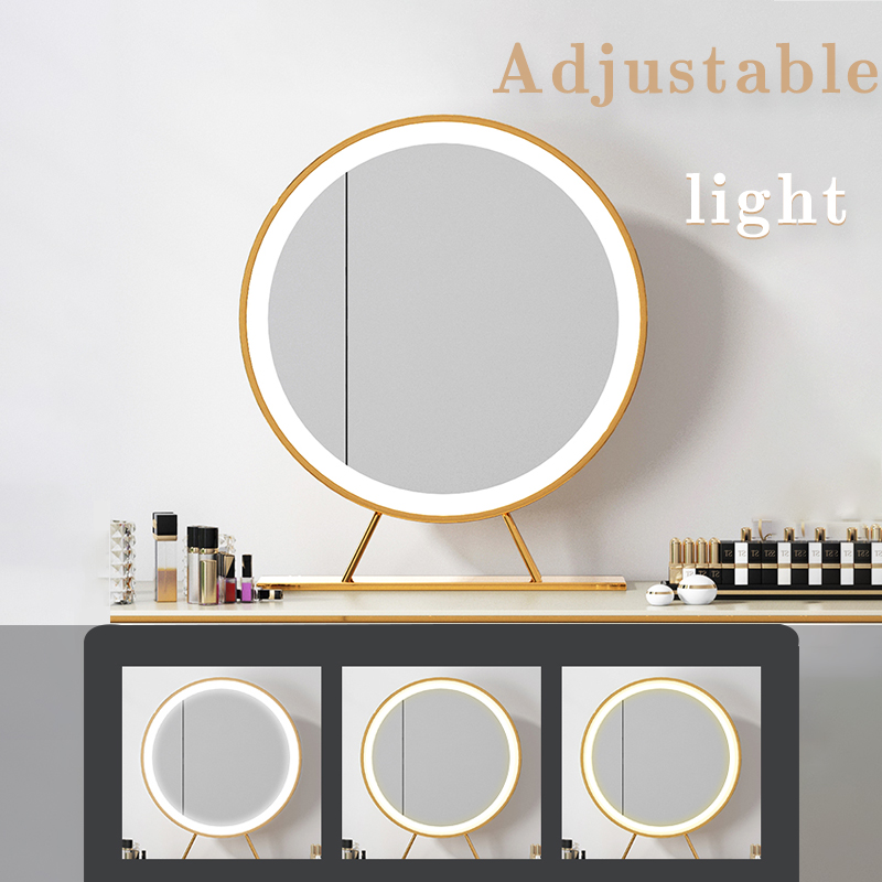 2021 factory Modern art luxurious bedroom white mirrored dresser with mirror led lights set vanity d