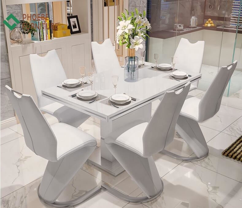 Gold luxury dining table set dining room furniture 6 chairs