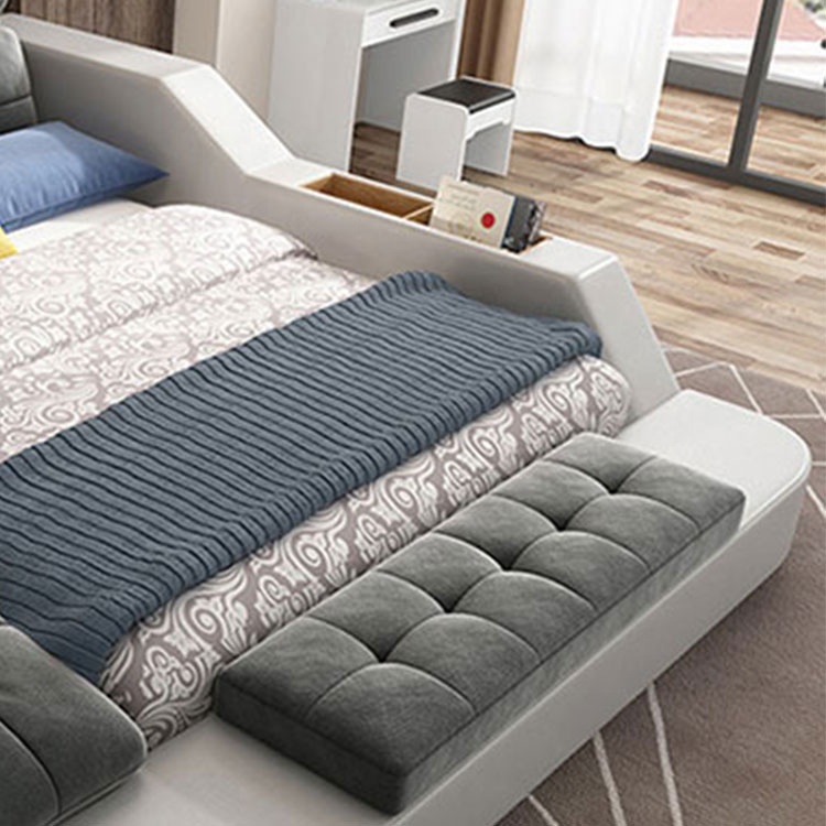 Wholesale hot sale multi-function smart furniture home fabric bed massage tatami platform double bed
