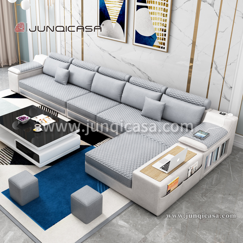 Furniture Living Room Storage Modern Sofa Bed Set Big 7 Seater U Shape Smart Home Fabric Sofa