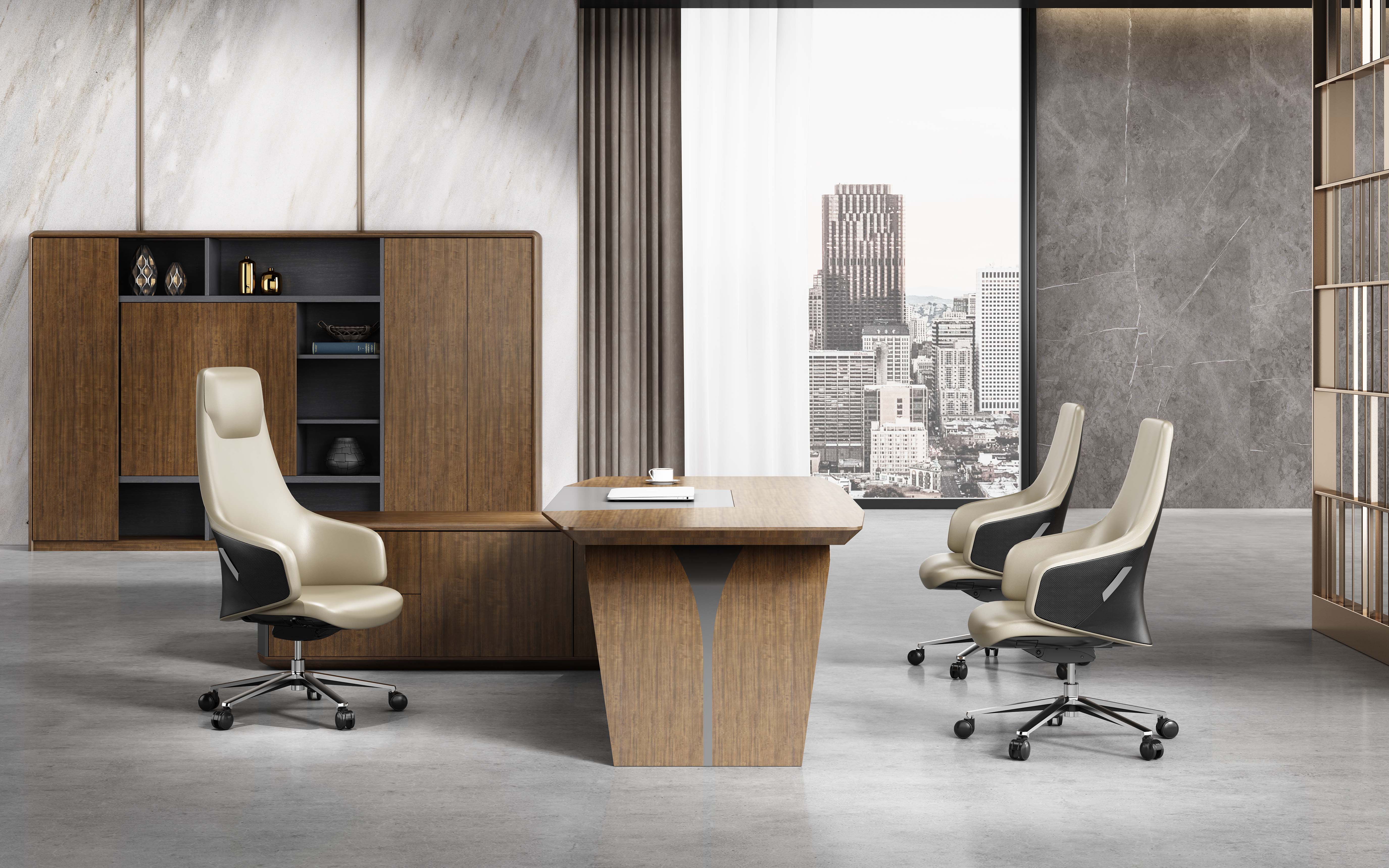 High Back Luxury Revolving Boss PU Leather Executive Office Chair For Company Furniture