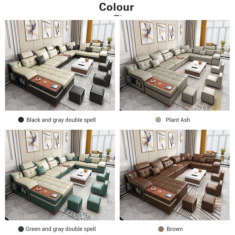 Home new hot sale fashion design stain resistance sectional corner 7 seater fabric living furniture 
