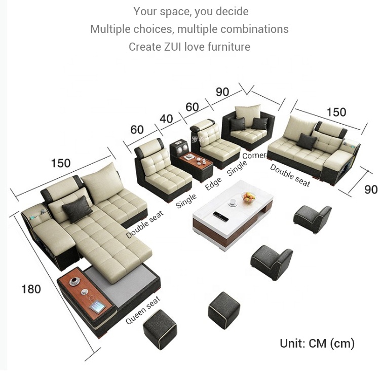 Home new hot sale fashion design stain resistance sectional corner 7 seater fabric living furniture 
