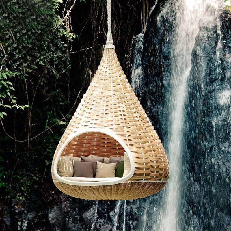 Rattan Furniture  Hanging Swing With Canopy Garden Swing  Outdoor Wicker Hanging Chair Furniture