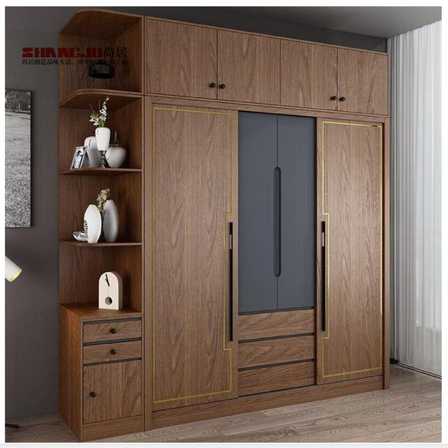 Customized luxury glass door wooden Wardrobe Bedroom Furniture storage Home Furniture walk in closet
