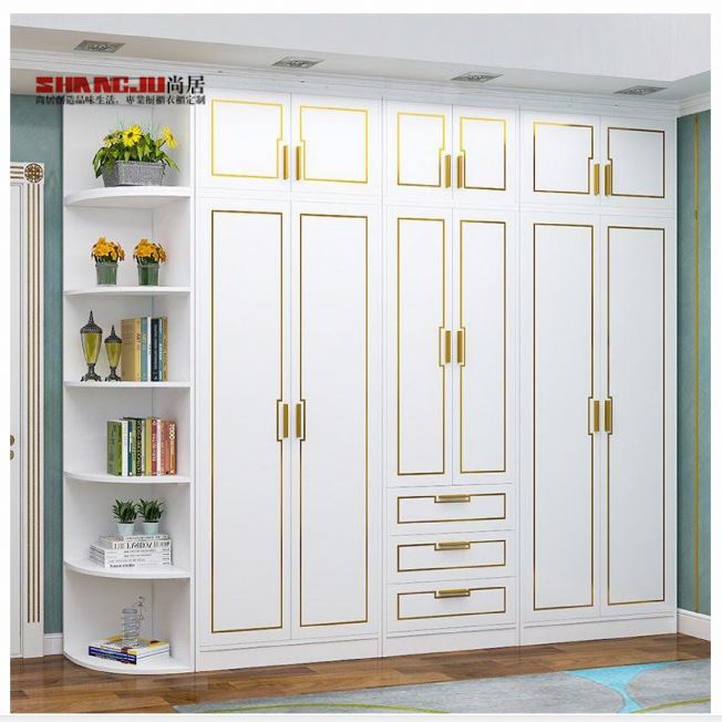 Customized luxury glass door wooden Wardrobe Bedroom Furniture storage Home Furniture walk in closet