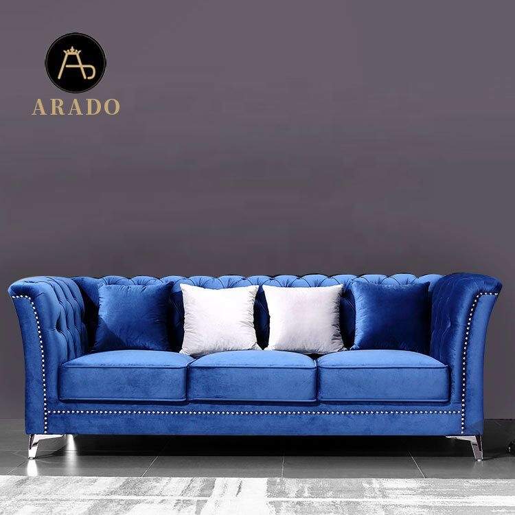 Living Room Home Furniture 321 Sofa Factory in European Style Chesterfild Velvet Chesterfield Sofa S