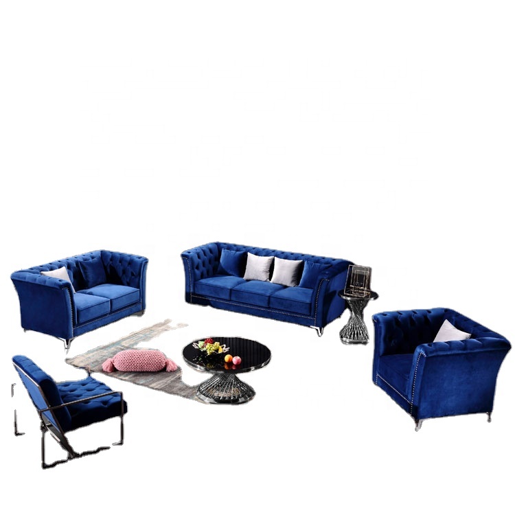 Living Room Home Furniture 321 Sofa Factory in European Style Chesterfild Velvet Chesterfield Sofa S