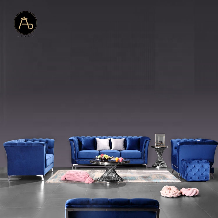 Living Room Home Furniture 321 Sofa Factory in European Style Chesterfild Velvet Chesterfield Sofa S