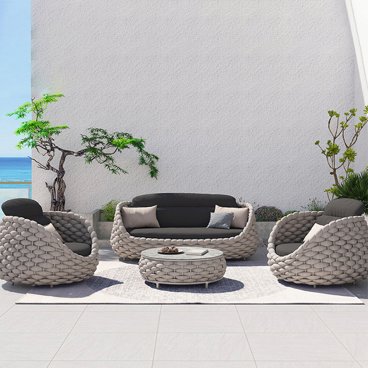 2022 hot selling hand woven rope patio swings modern outdoor Sun sofa for adult and kids factory pri