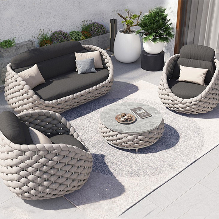 2022 hot selling hand woven rope patio swings modern outdoor Sun sofa for adult and kids factory pri