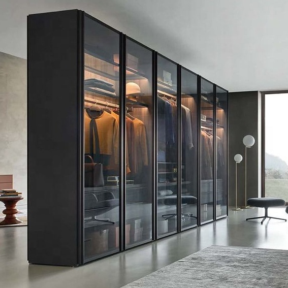 Aluminum Frame Glass Shelf Coveregirlswer Wardrobe Glass Hangincartooneprintdrobe Leather Bedroom Fu