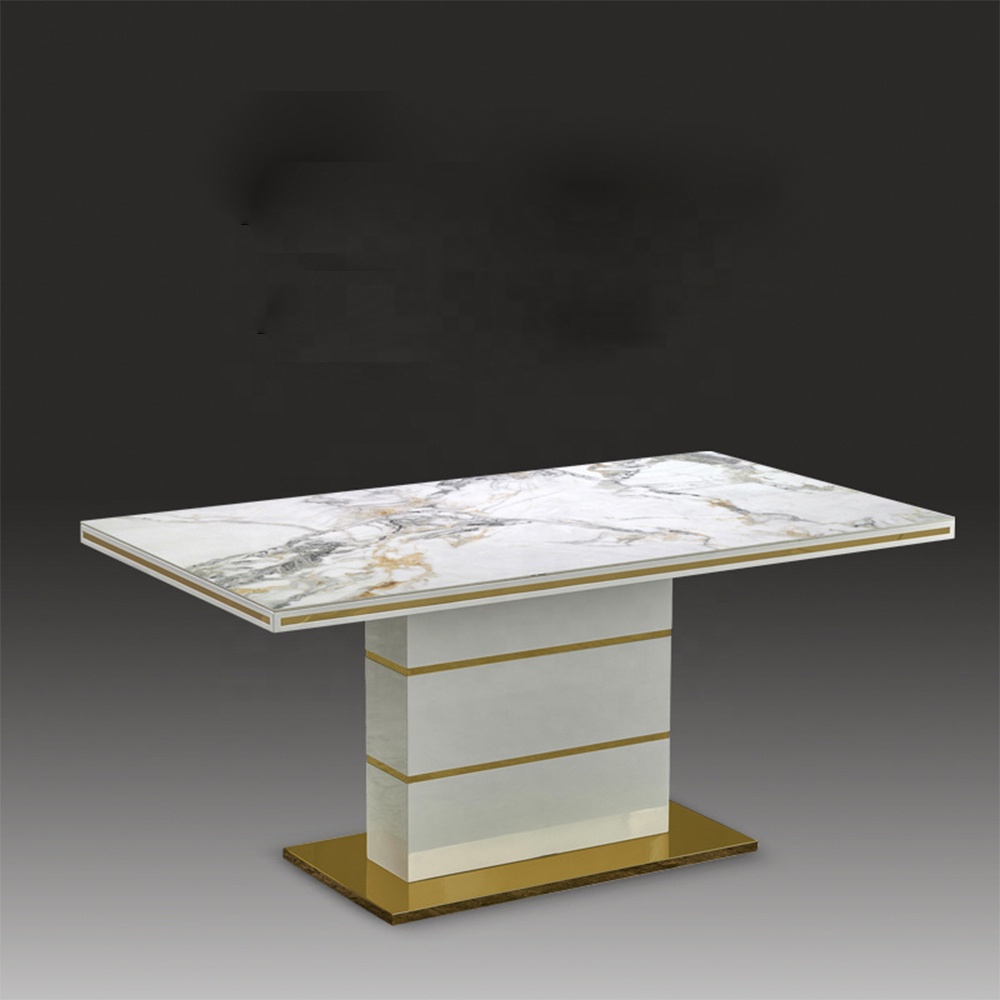 Slate Dining Table Chair Set Marble 6 Person Dining Table Dining Room Furniture Stainless Steel Mode