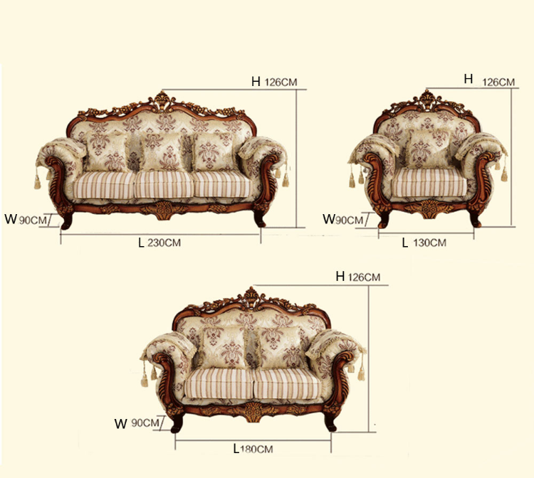 European style carved sofa set home furniture sofa