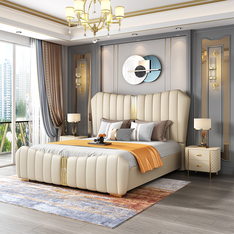 Factory Wholesale Bedroom Double Storage Bed Queen Size Home Furniture Upholstered Bed