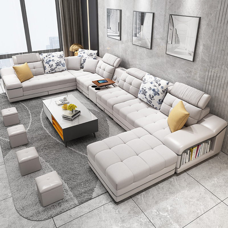 wooden home furniture living room modern simple sectional function luxury l shape recliner sofa set 
