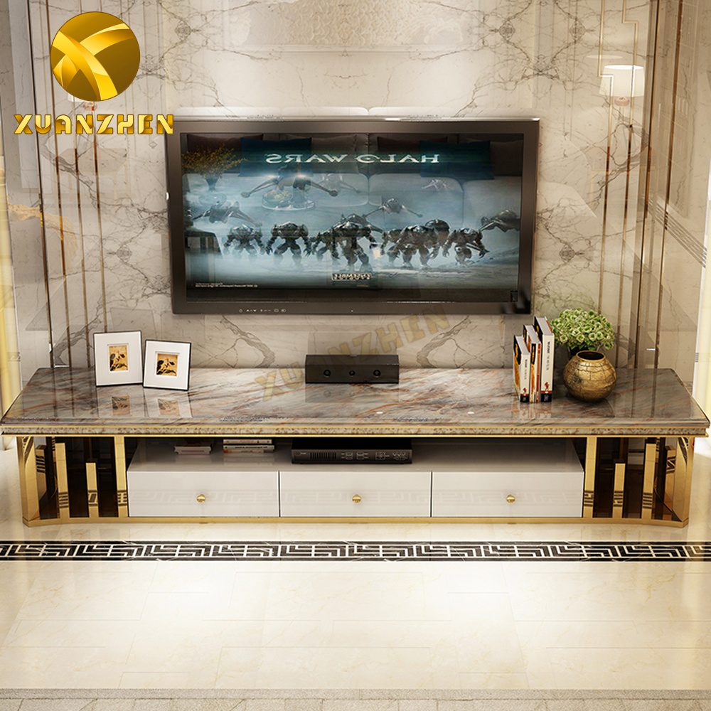 Home living room furniture sets metal tv unit cabinets luxury modern tv stands with drawer TS018