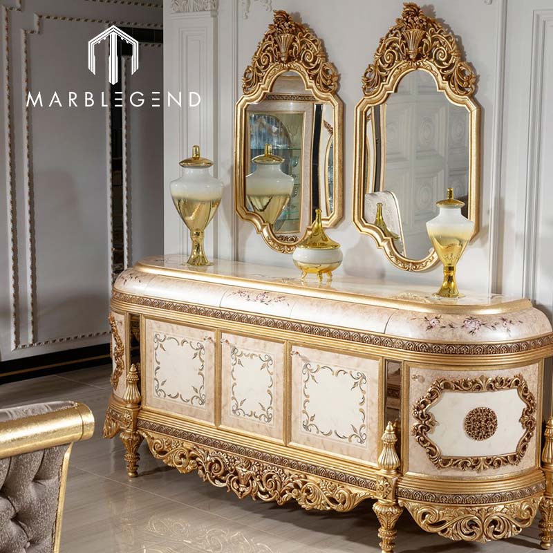Classic Luxury wooden furniture living room dining table with 8 seater dining room furniture
