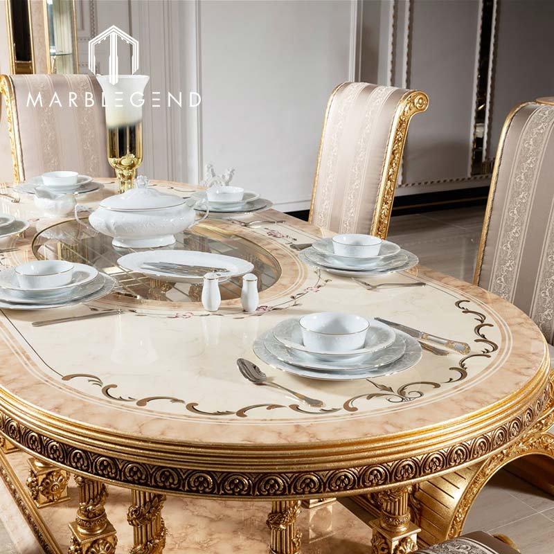 Classic Luxury wooden furniture living room dining table with 8 seater dining room furniture