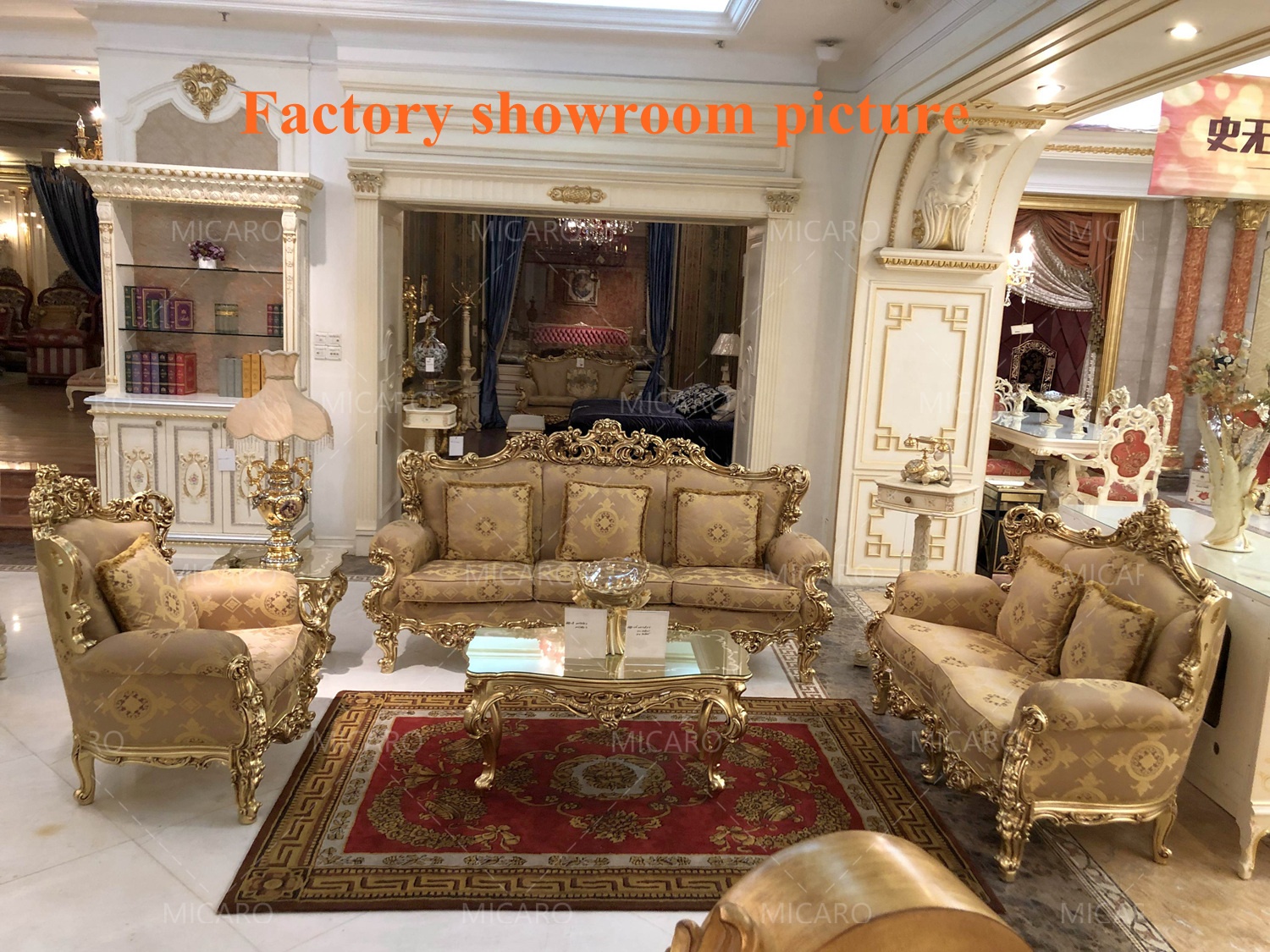 Luxury rococo style Italian rococo living room furniture 1+2+3 with coffee table