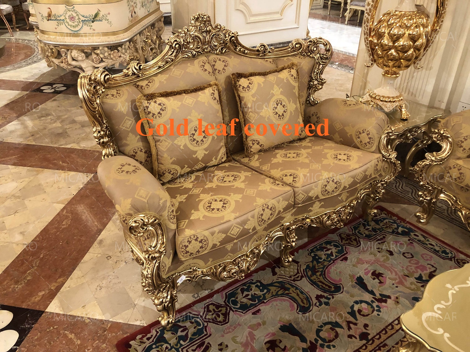Luxury rococo style Italian rococo living room furniture 1+2+3 with coffee table