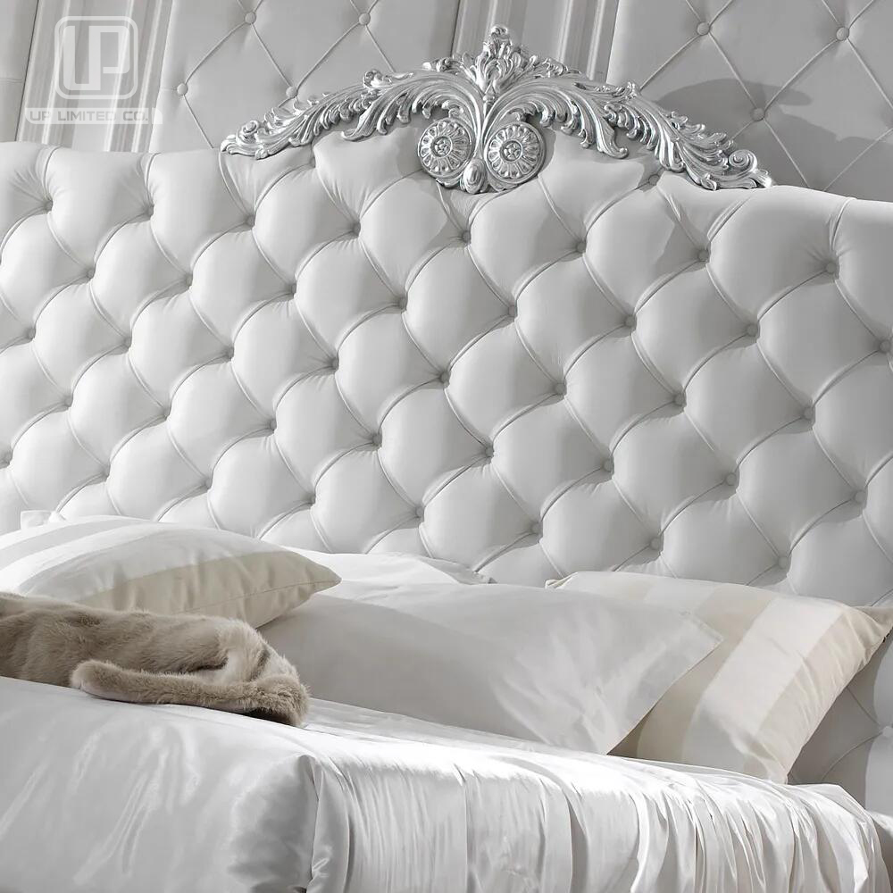 Exclusive Italian bed for designer White Leather Bed Classic bedroom furniture