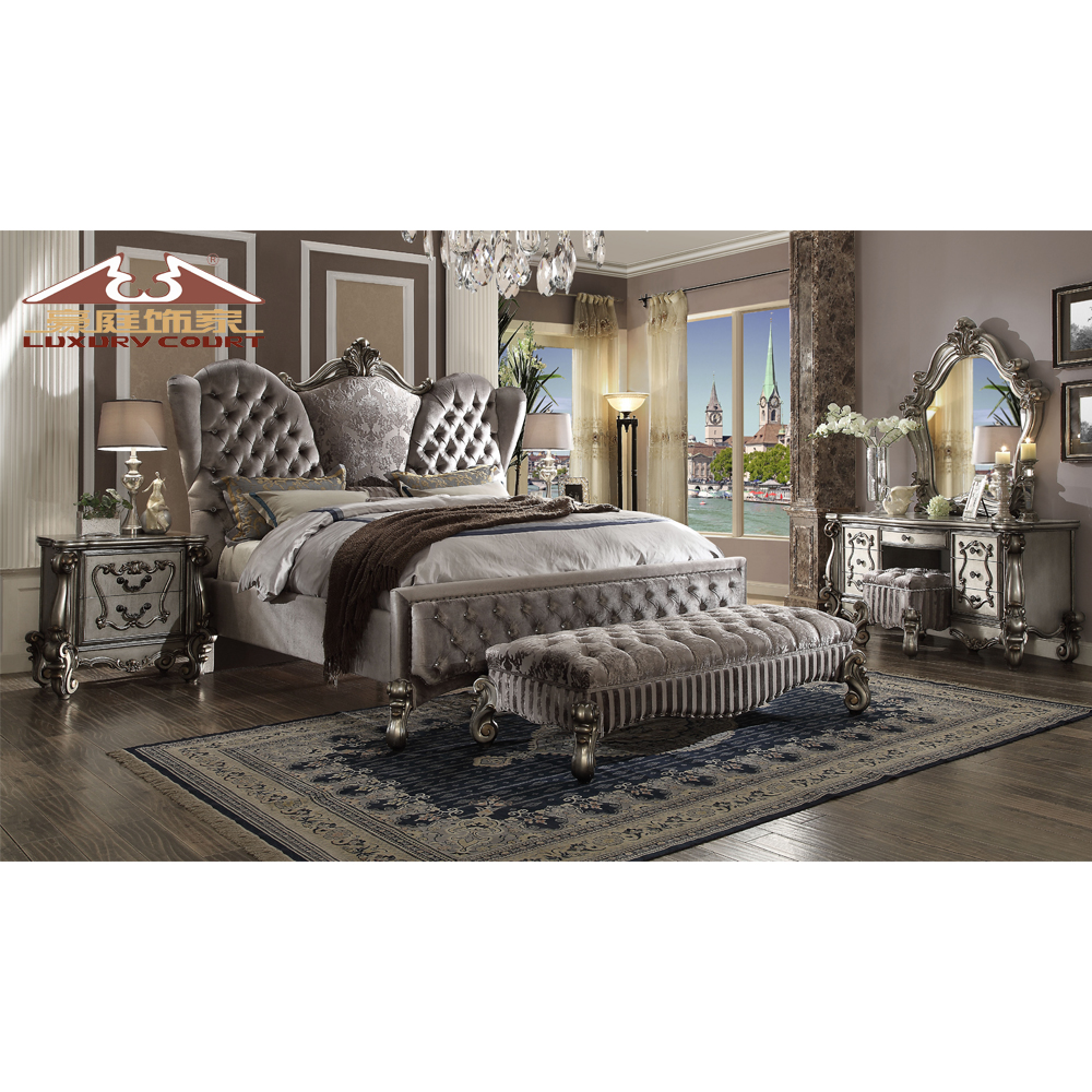 Factory Price Antique Appearance wooden traditional bedroom set home furniture