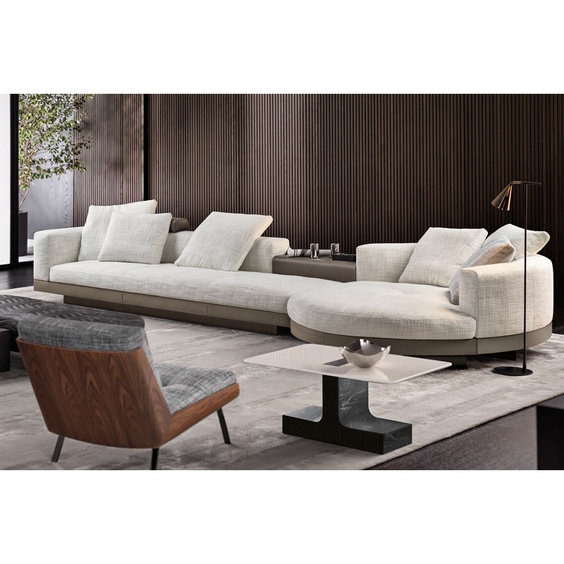 Italian Minimalist Style Comfortable Fabric Sectional Sofa Living Room Furniture hotel Home U-Shape 