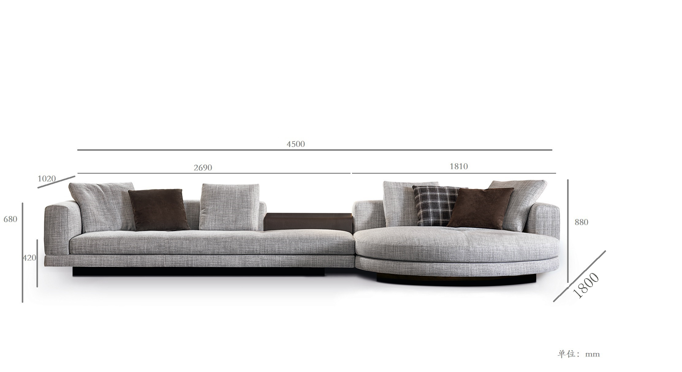 Italian Minimalist Style Comfortable Fabric Sectional Sofa Living Room Furniture hotel Home U-Shape 