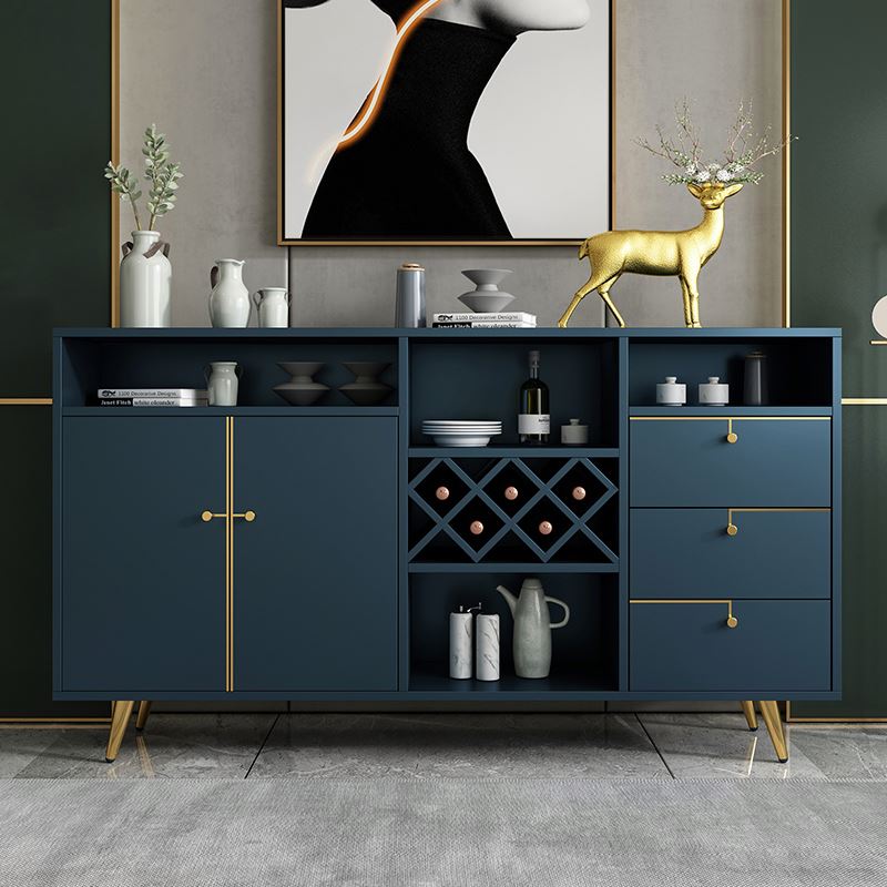 Luxury modern blue wooden cabinet dining room home furniture  painted spiegel furniture design sideb