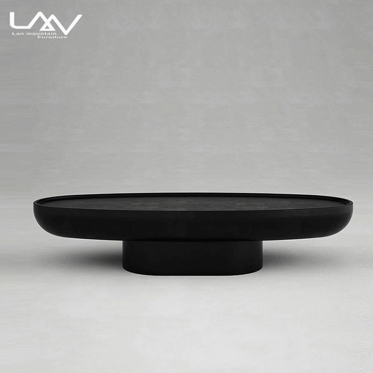 Modern simple design oval living room hotel villa natural travertine marble coffee table furniture