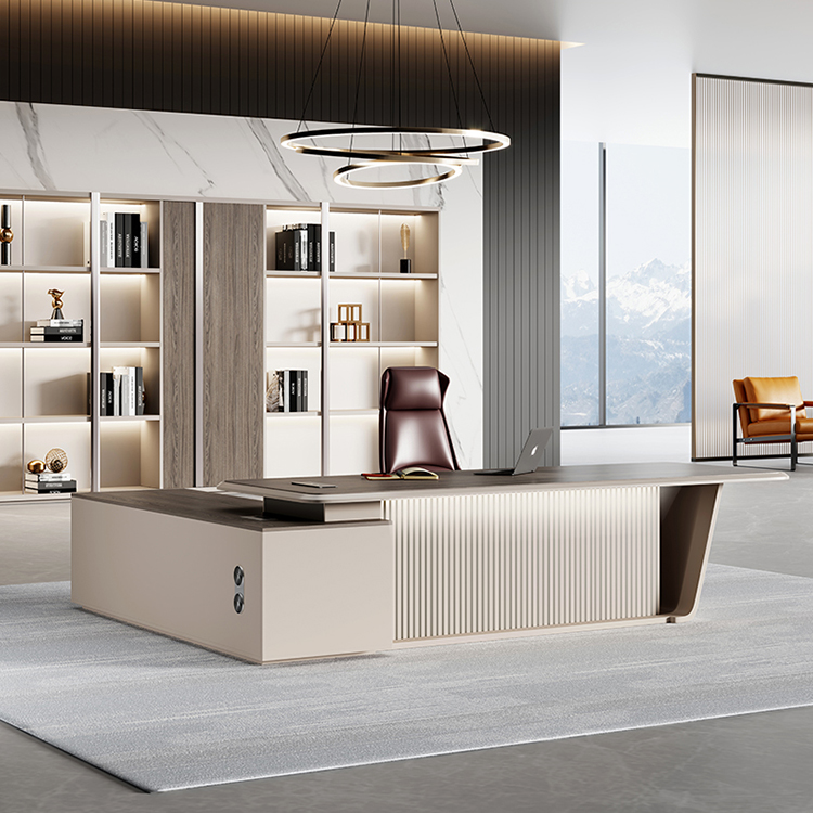 Manufacturer Modern Design Luxury Office Table Glossy L Shape Ceo Executive Desk High End Wooden Cha