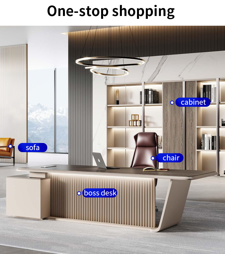Manufacturer Modern Design Luxury Office Table Glossy L Shape Ceo Executive Desk High End Wooden Cha