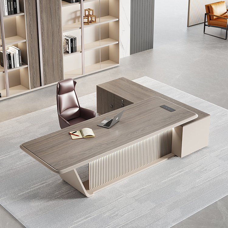Manufacturer Modern Design Luxury Office Table Glossy L Shape Ceo Executive Desk High End Wooden Cha