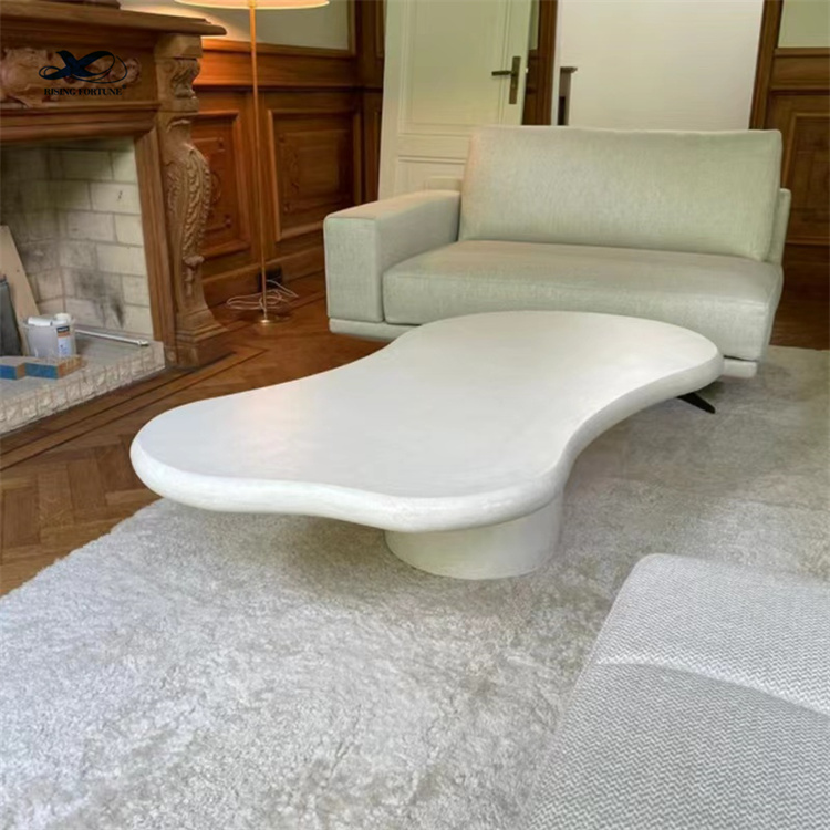 Luxury living room furniture modern natural travertine marble top coffee table round shaped tea tabl