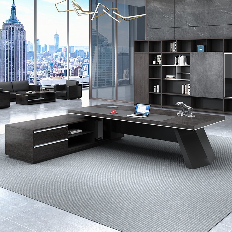 Modern office furniture with design style boss's wooden desk executive L-shaped desk computer desk
