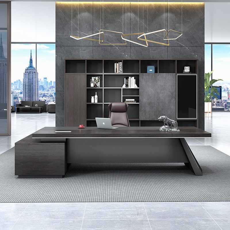 Modern office furniture with design style boss's wooden desk executive L-shaped desk computer desk