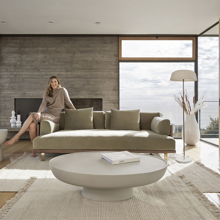 Luxury Modern Round Marble Coffee Table Nordic Lift Top Lobby Oval Concrete Coffee Side Table Custom
